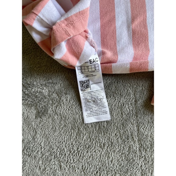 Guess TShirt Mens Medium Pink White Striped Embroidered Logo Short Sleeved Crew - Picture 9 of 13